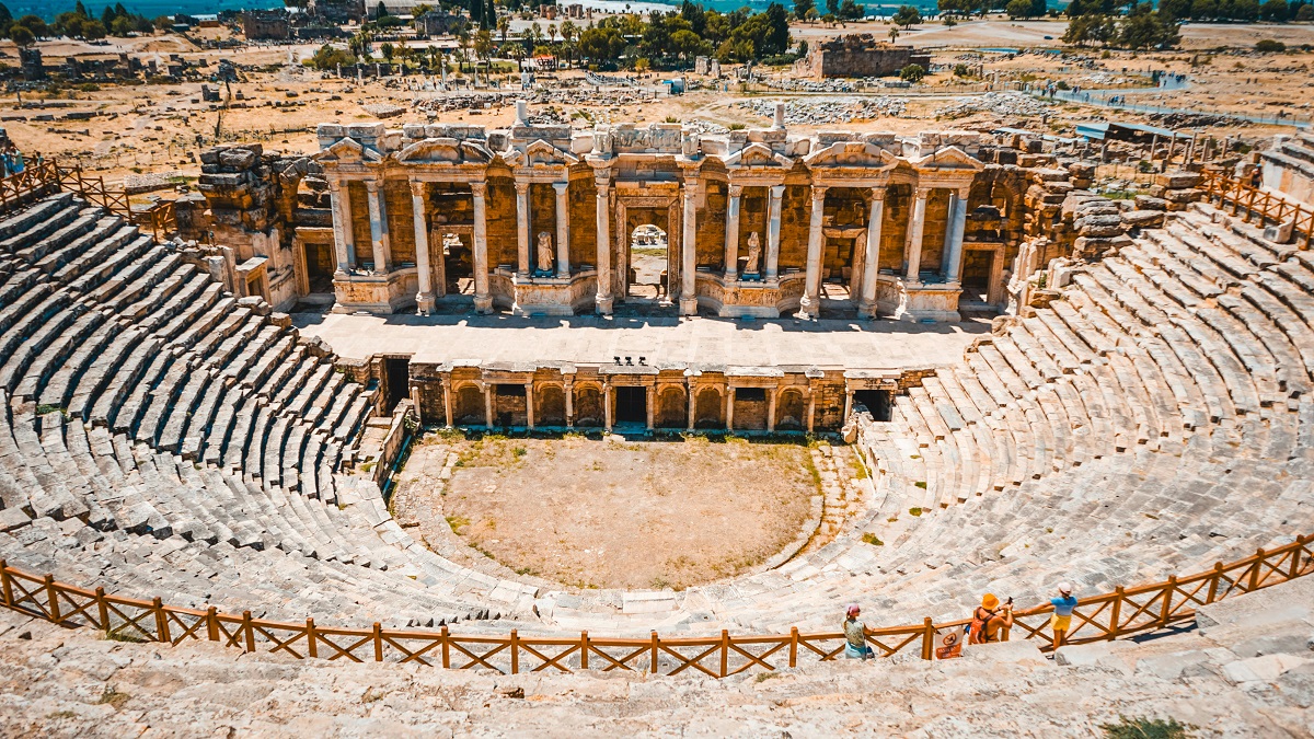 Hierapolis Roman Theatre Ancient City Pamukkale Turkey Roman theatre of Hierapolis ancient city ruins Pamukkale Turkey