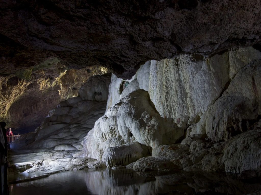 Kaklik Cave The Underground Pamukkale near Denizli Turkey Kaklik Cave underground travertine formations and thermal springs near Pamukkale Turkey