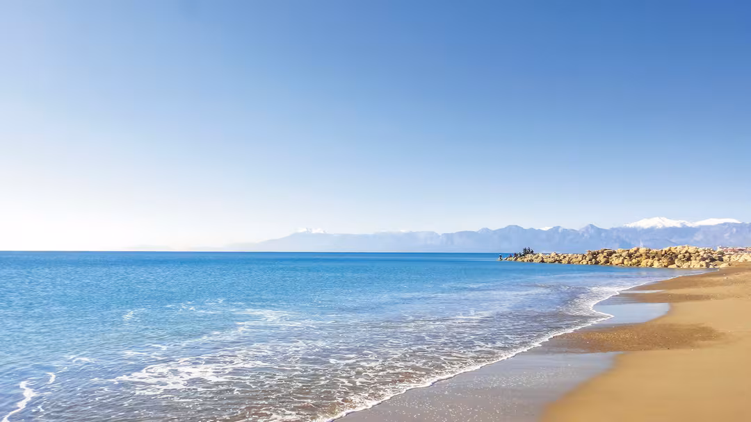 Lara Beach in Antalya with golden sand stretching along the Mediterranean coastline