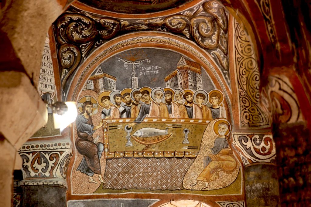Göreme Open Air Museum interior showing Byzantine frescoes inside the Dark Church