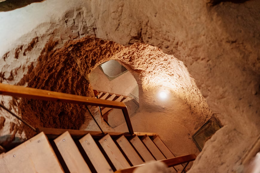 Derinkuyu Underground City stone corridors descending eight levels below ground